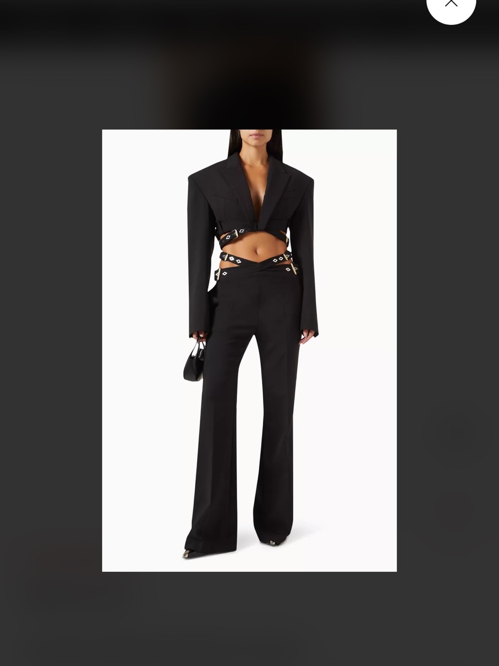Dion Lee Black High-Waist Wide-Leg Trousers with Grommet Strap Detail